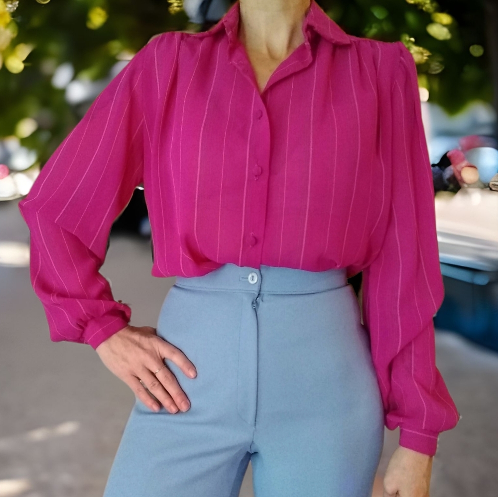 Vtg 60s Blouse - Picture 2 of 11